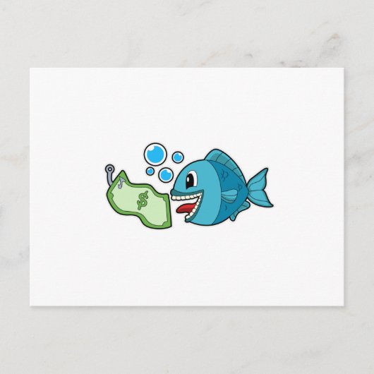 Vis met bankbiljet briefkaart (Voorkant)