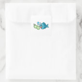 Vis met banknotitie vierkante sticker (Tas)