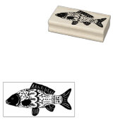 Vis met bloemmotief voor de kust rubberstempel (Gestempeld)