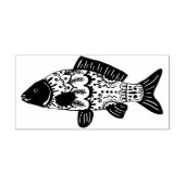 Vis met bloemmotief voor de kust rubberstempel (Afrduk)