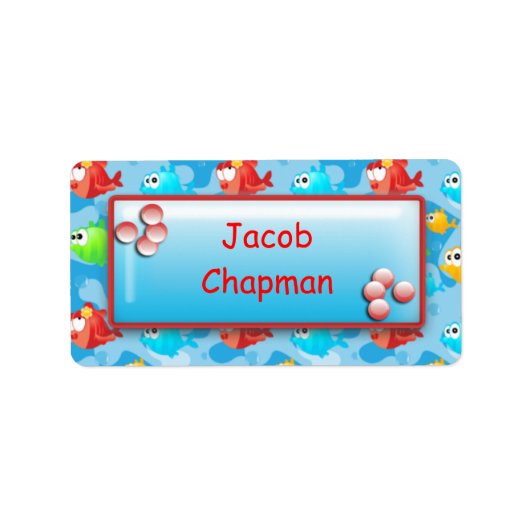 Vis met bubbels - Jongens School Naam Labels (Voorkant)