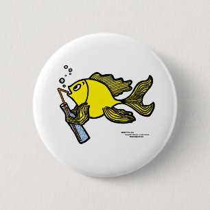 Vis met Drink, Drink vis Ronde Button 5,7 Cm
