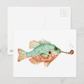 Vis met een pijp briefkaart (Voorkant / Achterkant)