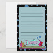 Vis met gebubble Border Lined Stationery Briefpapier (Voorkant / Achterkant)