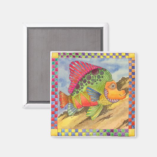 Vis met geruite rand #1 magneet (Voorkant / Achterkant)