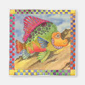 Vis met geruite rand #1 magneet (Voorkant)