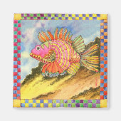 Vis met geruite rand #2 magneet (Voorkant)