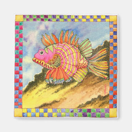 Vis met geruite rand #2 magneet