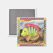 Vis met geruite rand #3 magneet (Voorkant / Achterkant)
