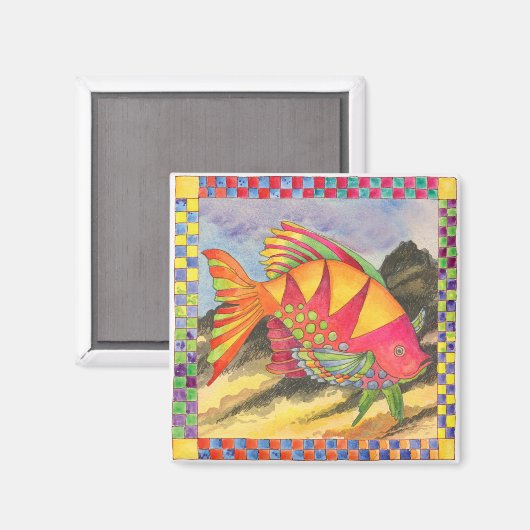 Vis met geruite rand #4 magneet (Voorkant / Achterkant)