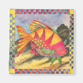 Vis met geruite rand #4 magneet (Voorkant)