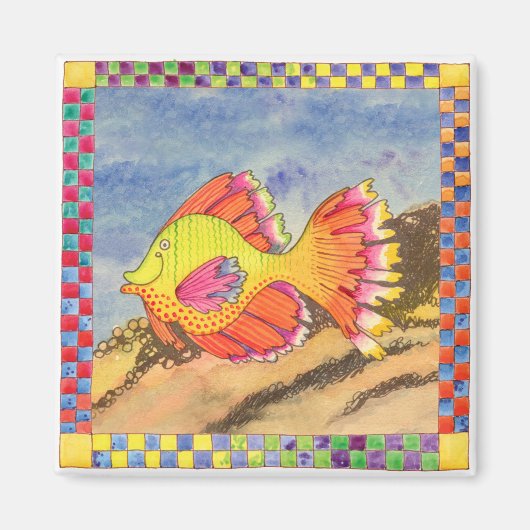 Vis met geruite rand #6 magneet (Voorkant)