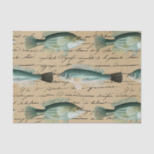  vis met handschrift Tekst voor Cream Color Fish Tissuepapier
