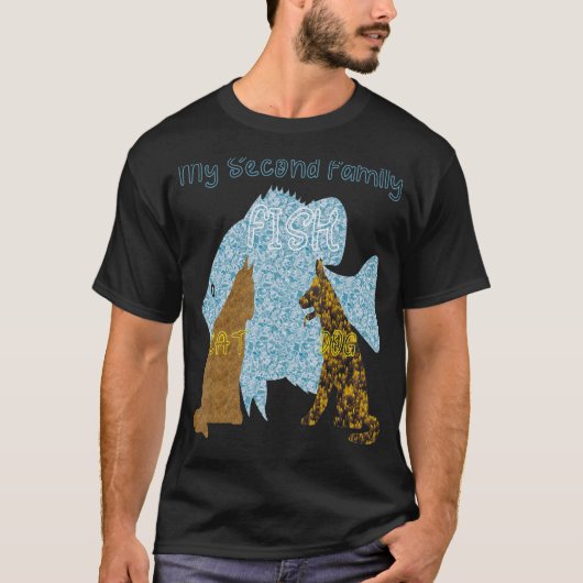 Vis met hond en kat t-shirt (Voorkant)