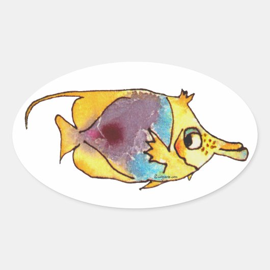 Vis met klauwhout, langwerpige boterhamvis ovale sticker (Voorkant)