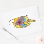 Vis met klauwhout, langwerpige boterhamvis ovale sticker (Envelop)