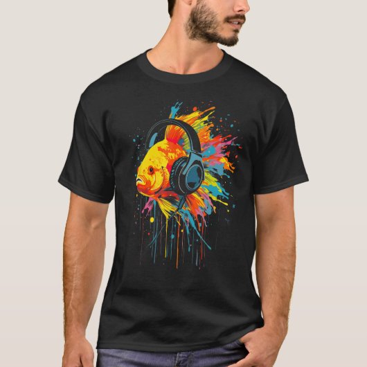 Vis Met Koptelefoons T-shirt (Voorkant)