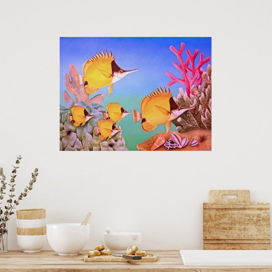 Vis met langneusvlinder poster (Keuken)
