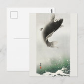 Vis met pekelvis schilderen door Ohara Koson Briefkaart (Voorkant / Achterkant)