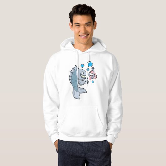 Vis met vishaak en -worm hoodie (Voorkant volledig)