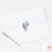 Vis met vishaak en -worm ronde sticker (Envelop)