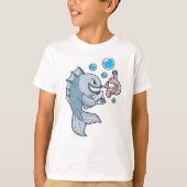 Vis met vishaak en -worm t-shirt (Voorkant)
