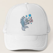 Vis met vishaak en -worm trucker pet (Voorkant)