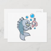 Vis met vishaak & Worm Briefkaart (Voorkant / Achterkant)