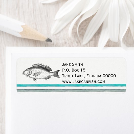  vis met waterkleurlijnen Visser Etiket (Insitu)