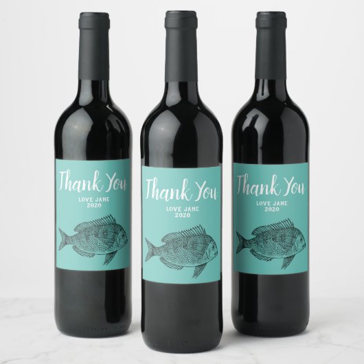 Vis modern dank u cadeau wijn etiket (Flessen)