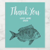 Vis modern dank u cadeau wijn etiket (Enkel label)