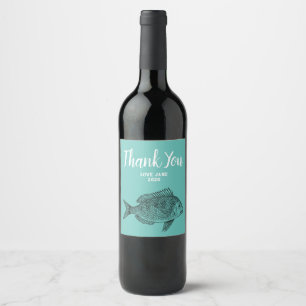 Vis modern dank u cadeau wijn etiket