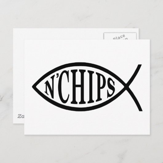 vis N' Chips vis Briefkaart (Voorkant / Achterkant)