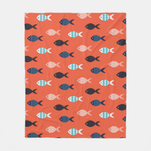 vis naadloos. Shoal of fish in ro Fleece Deken