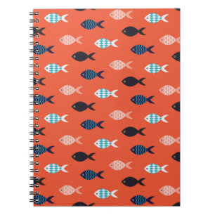vis naadloos. Shoal of fish in ro Notitieboek