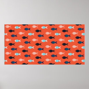  vis naadloos. Shoal of fish in ro Poster