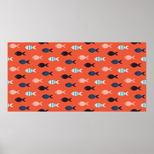 vis naadloos. Shoal of fish in ro Poster (Voorkant)