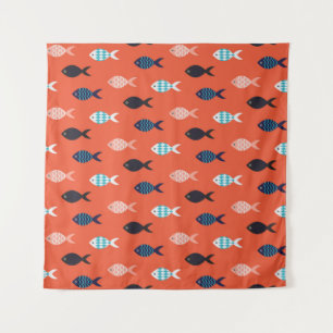  vis naadloos. Shoal of fish in ro Wandkleed
