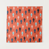  vis naadloos. Shoal of fish in ro Wandkleed (Voorkant (horizontaal))