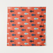 vis naadloos. Shoal of fish in ro Wandkleed (Voorkant)