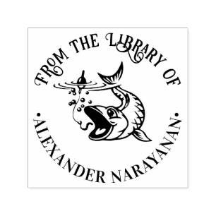 Vis neemt het aas uit de bibliotheek van Boeknaam Zelfinktende Stempel