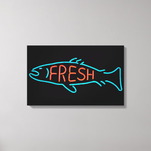 Vis Neon Sign Canvas Afdruk