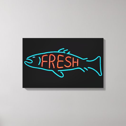 Vis Neon Sign Canvas Afdruk (Voorkant)