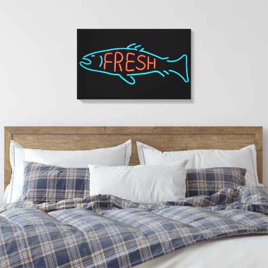 Vis Neon Sign Canvas Afdruk (Insitu (Slaapkamer))