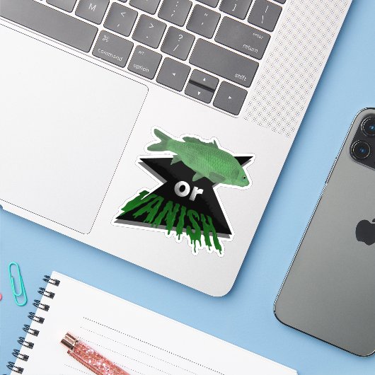 Vis of Vanish Sticker - Groen (Laptop met iPhone)