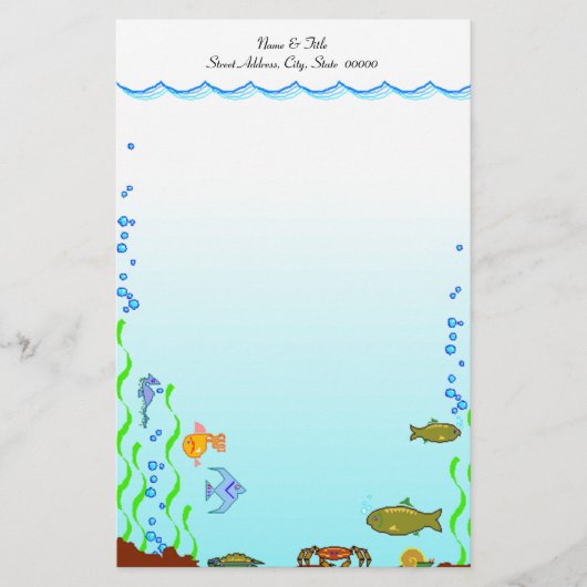 Vis onder de Zee "Aquatic Personal Stationery" Briefpapier (Voorkant)