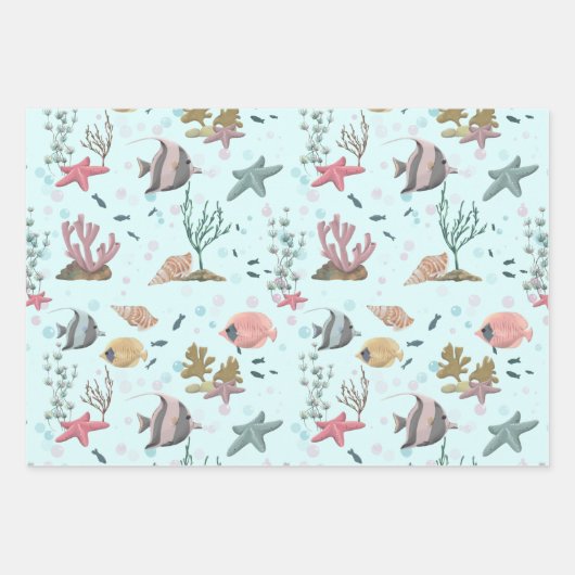 Vis onder de Zee Inpakpapier Vel (Voorkant 2)