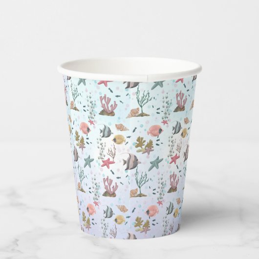 Vis onder de Zee Papieren Bekers (Rechts)