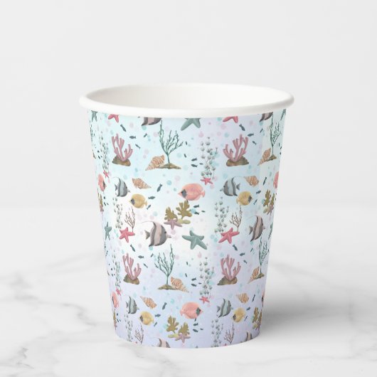 Vis onder de Zee Papieren Bekers (Voorkant)