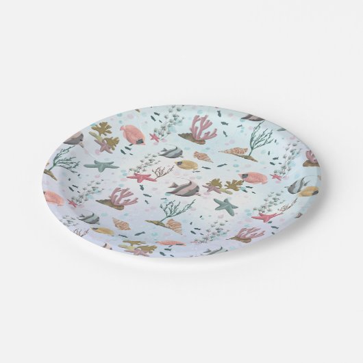 Vis onder de Zee Papieren Bordje (Gekanteld)